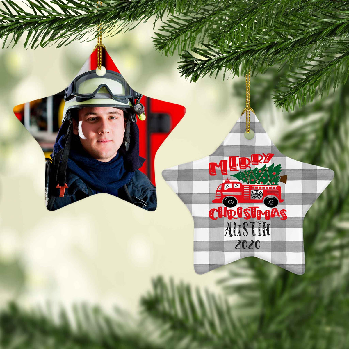 Photo Holiday Ornaments | Personalized Christmas Ornaments | Firrefighter Christmas
