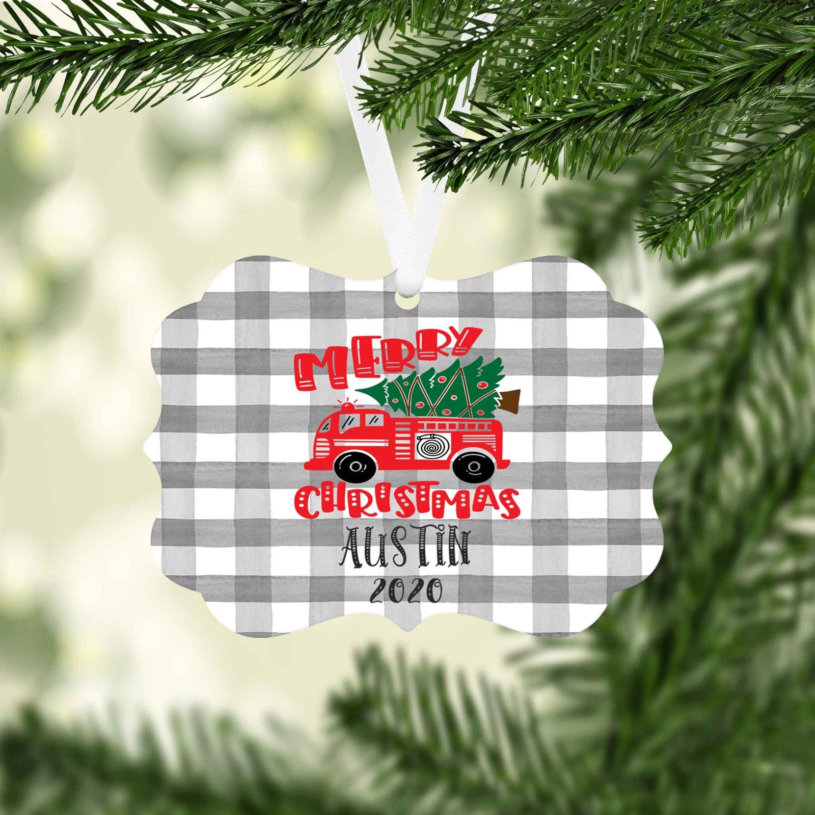 Photo Holiday Ornaments | Personalized Christmas Ornaments | Firefighter Christmas Hardboard