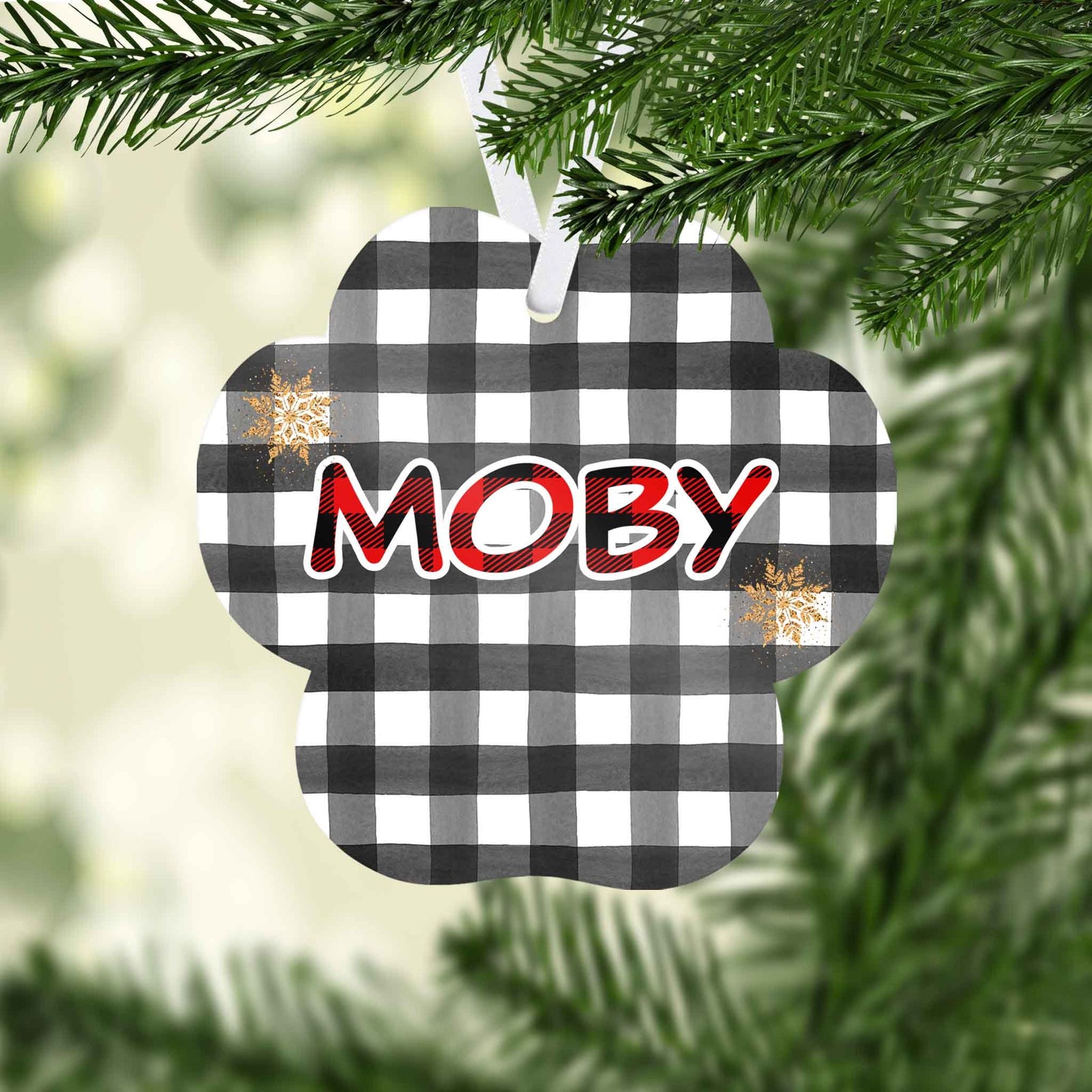 Photo Holiday Ornaments | Personalized Christmas Ornaments | Buffalo Plaid Pet