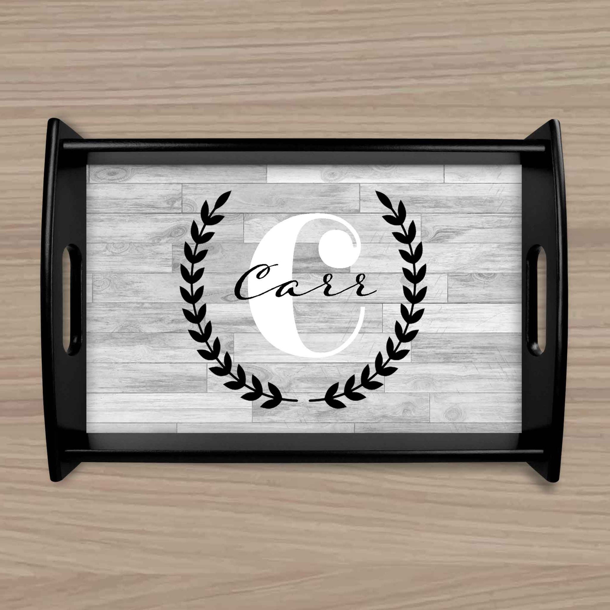 Custom Wood Serving Tray | Personalized Kitchen Accessories | Laurel Wreath