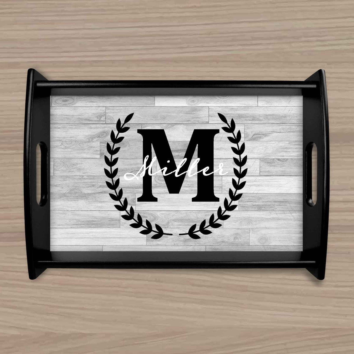 Custom Wood Serving Tray | Persoanlized Kitchen Accessories | Laurel Wreath LC