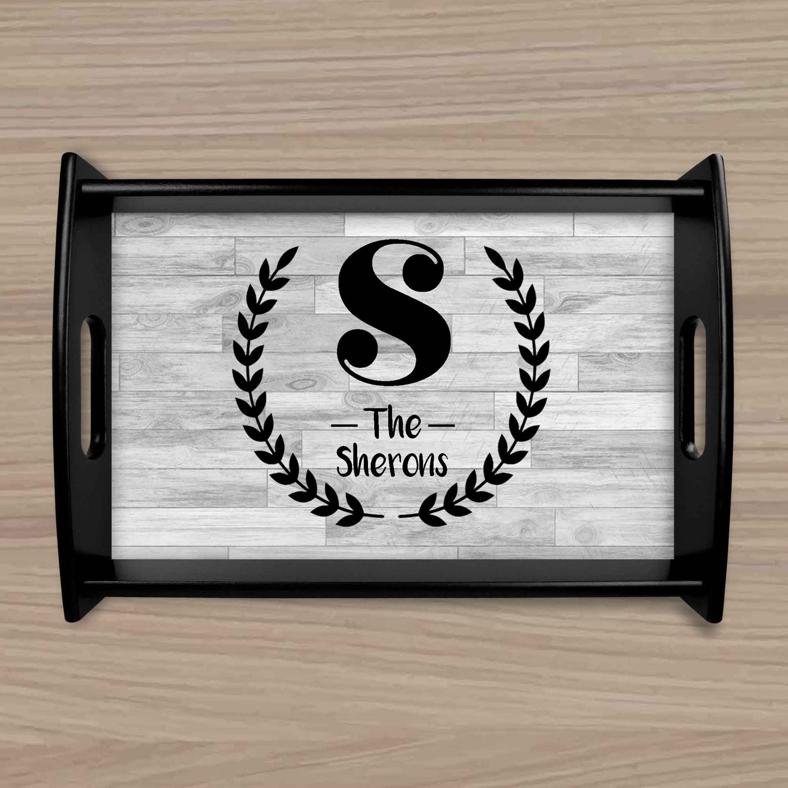 Custom Wood Serving Tray | Persoanlized Kitchen Accessories | Laurel Wreath Family