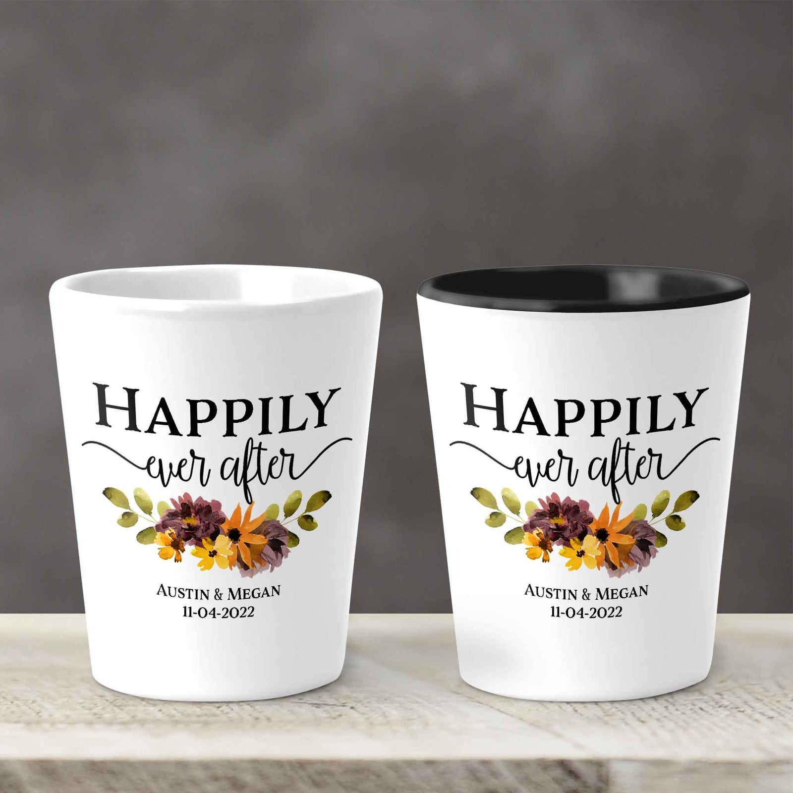 Custom Shot Glass | Personalized Shot Glass | Happily Ever After All Fall Floral