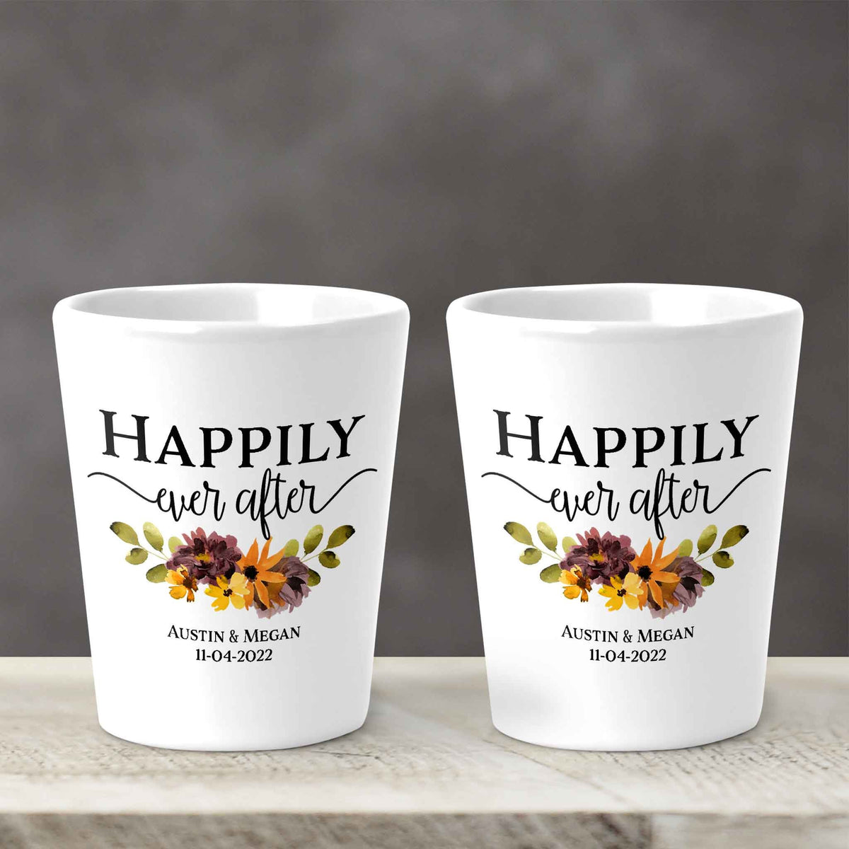 Custom Shot Glass | Personalized Shot Glass | Happily Ever After All Fall Floral