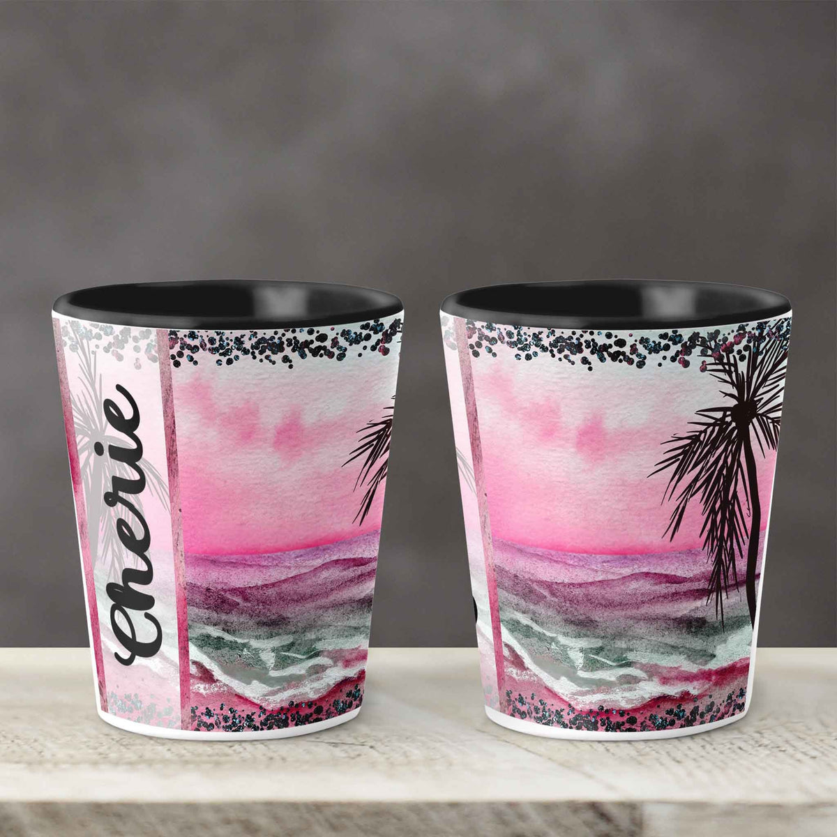 Custom Shot Glass | Personalized Shot Glass | Pink Beach