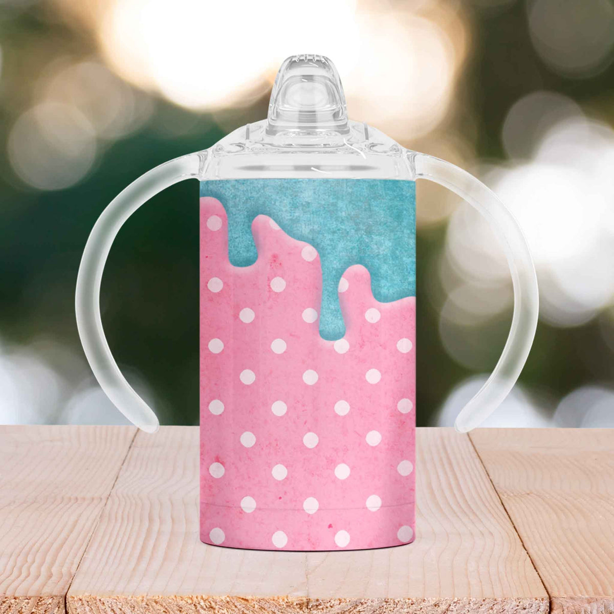 Custom Sippy Cup | Personalized Toddler Cup | Baby Gifts | Pink Dot Blue Drip