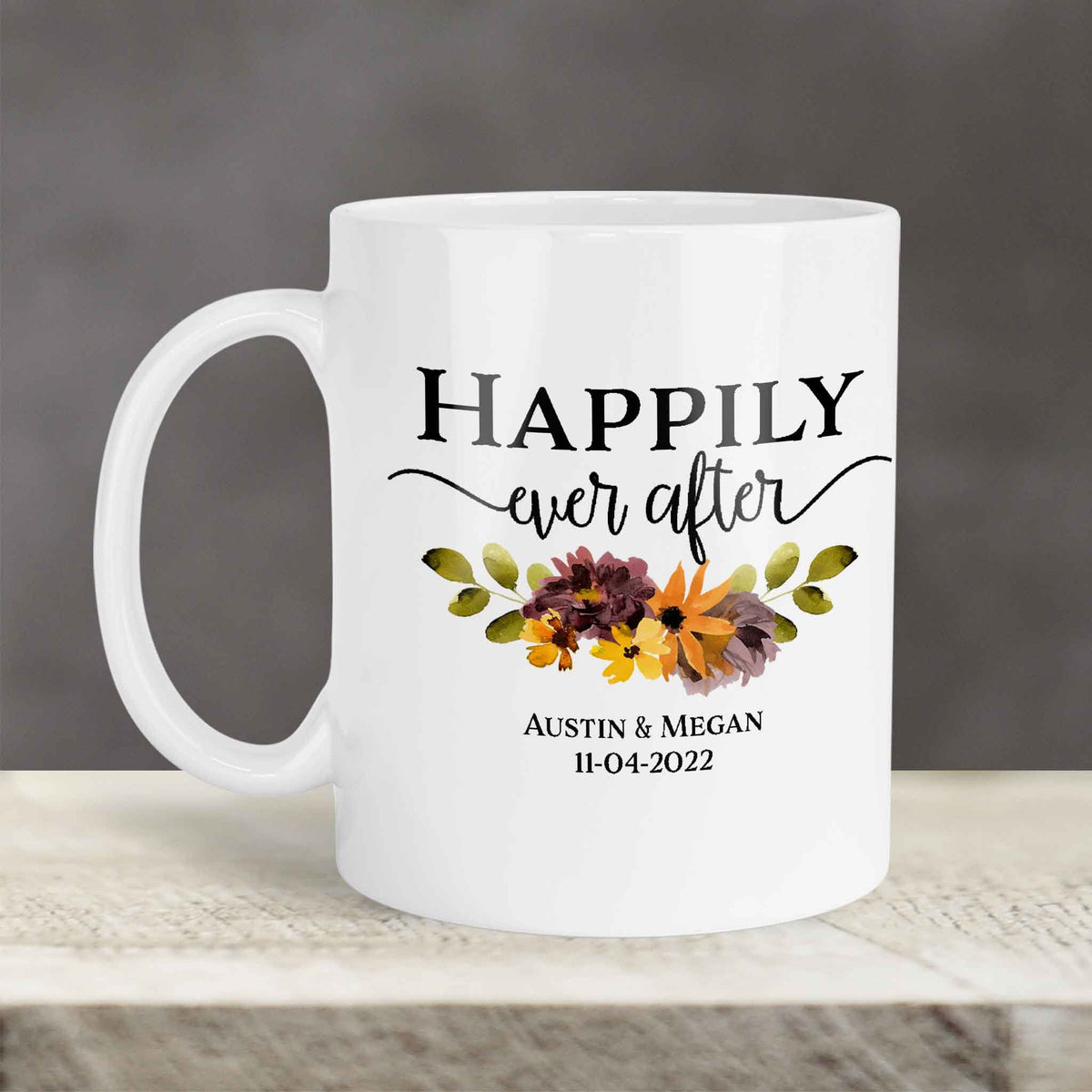Custom Coffee Mug | Personalized Coffee Mug | Happily Ever After Fall Floral