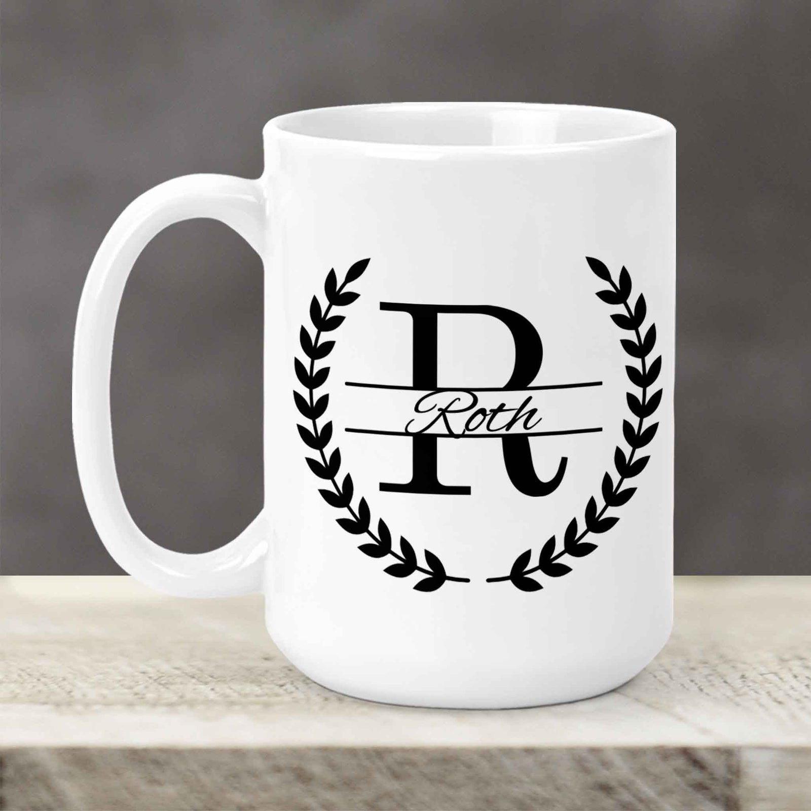Custom Coffee Mug | Personalized Coffee Mug | Laurel Wreath Marble