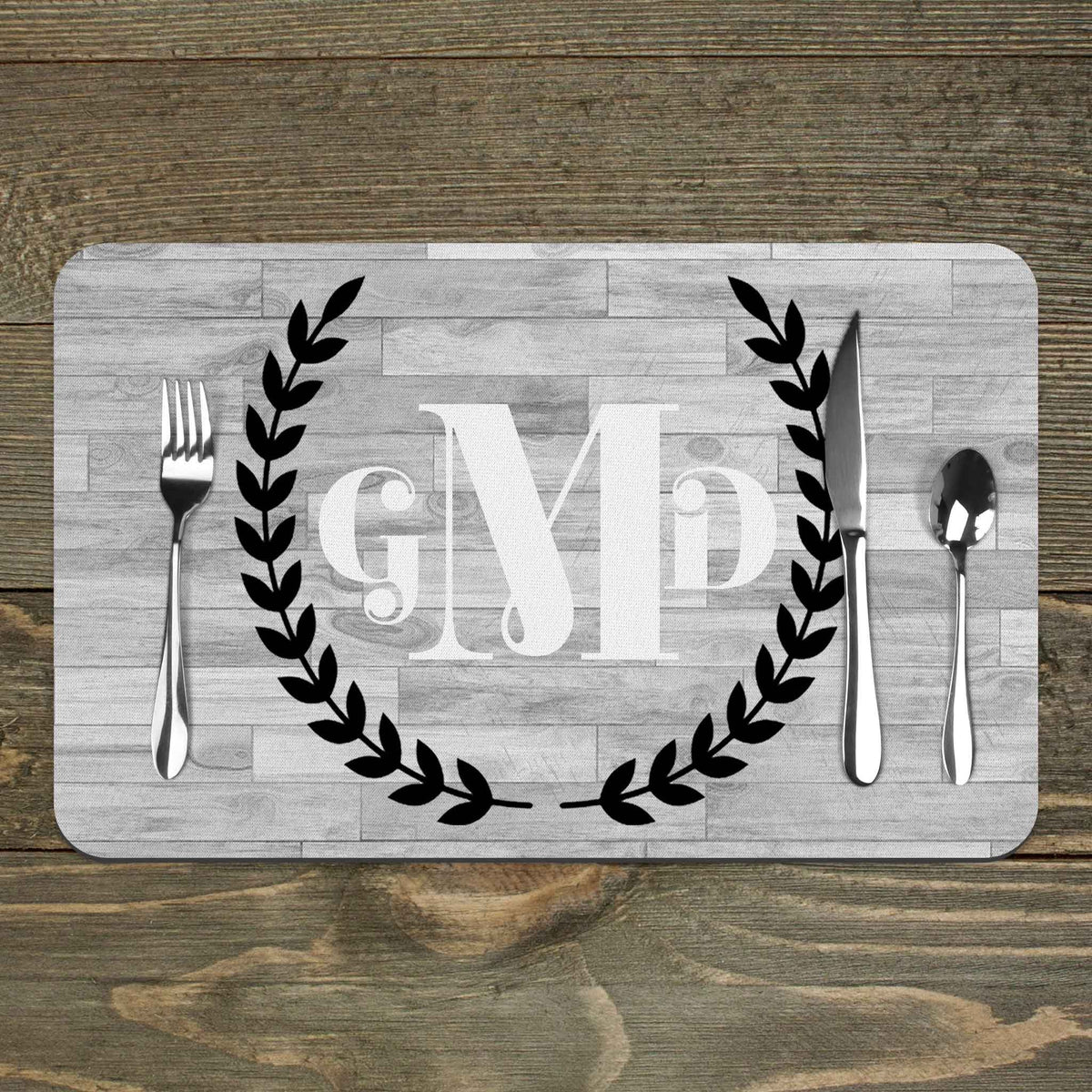 Custom Placemats | Personalized Dining and Serving | Laurel Wreath Monogram