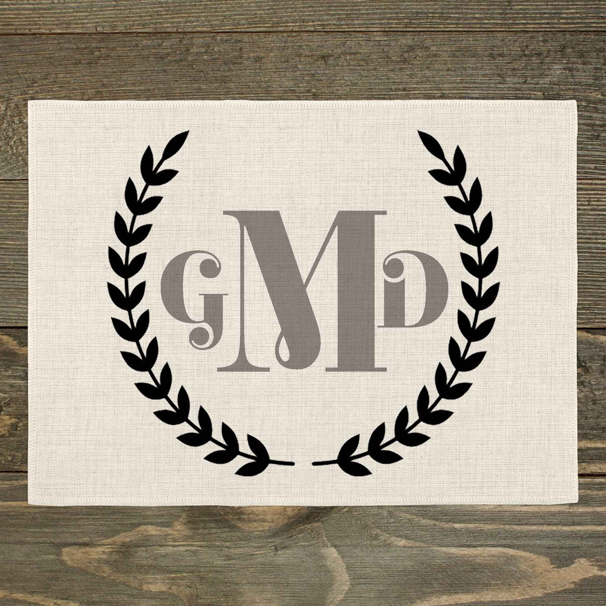 Custom Placemats | Personalized Dining and Serving | Laurel Wreath Monogram