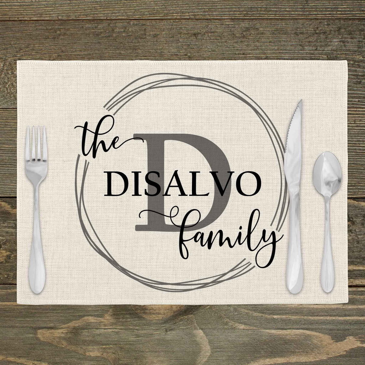 Custom Placemats | Personalized Dining and Serving | Family Vine Monogram