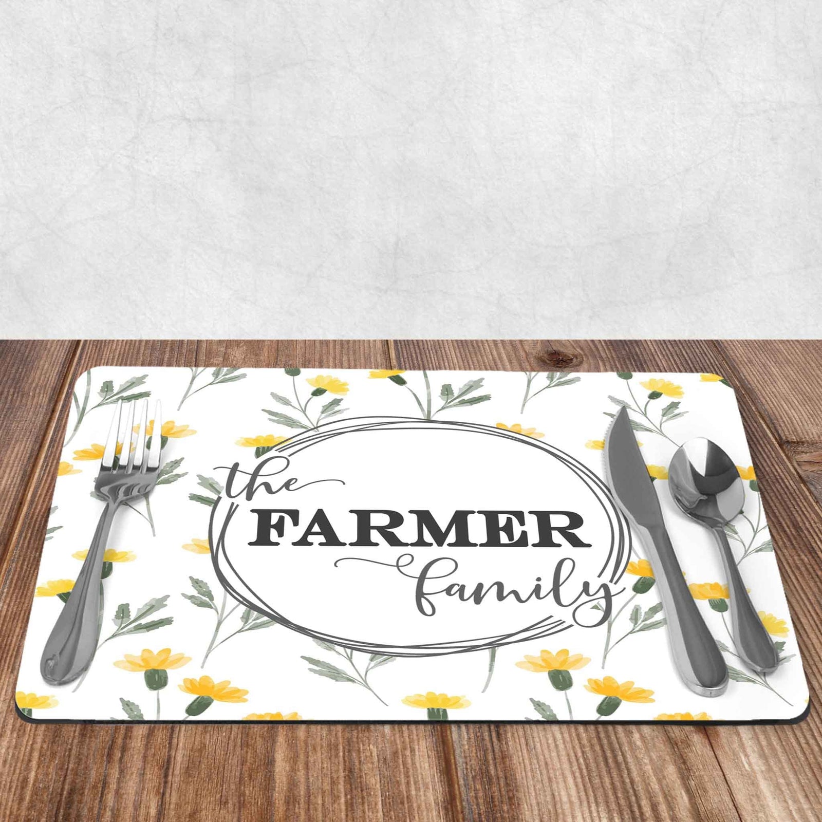 Custom Placemats | Personalized Dining and Serving | Yellow Watercolor Vine Wreath
