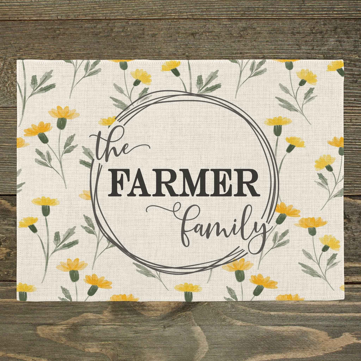 Custom Placemats | Personalized Dining and Serving | Yellow Watercolor Vine Wreath