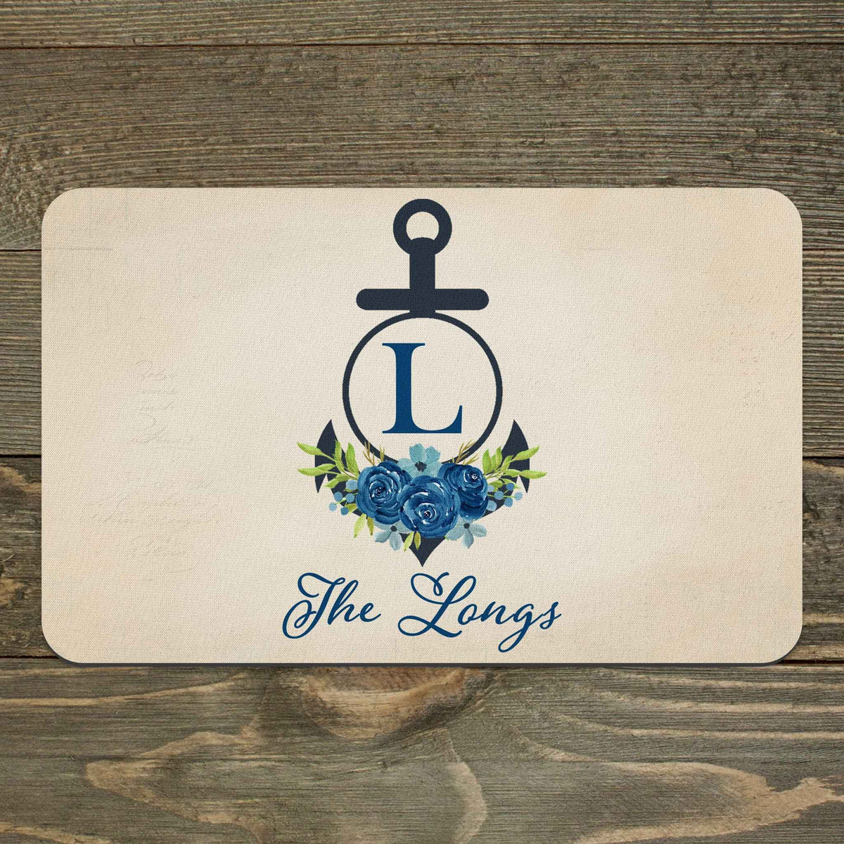 Custom Placemats | Personalized Dining and Serving | Anchor with Navy Roses