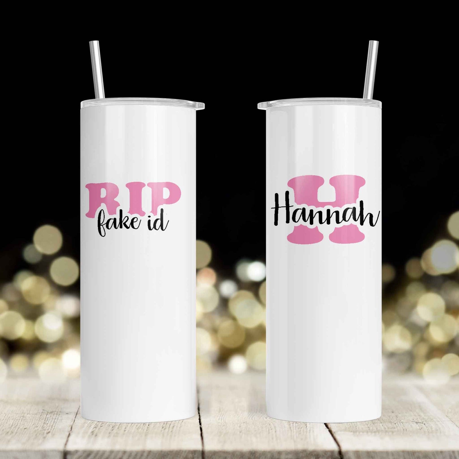 Personalized Skinny Tumbler | Custom Tumbler with Metal Straw | 21st Birthday