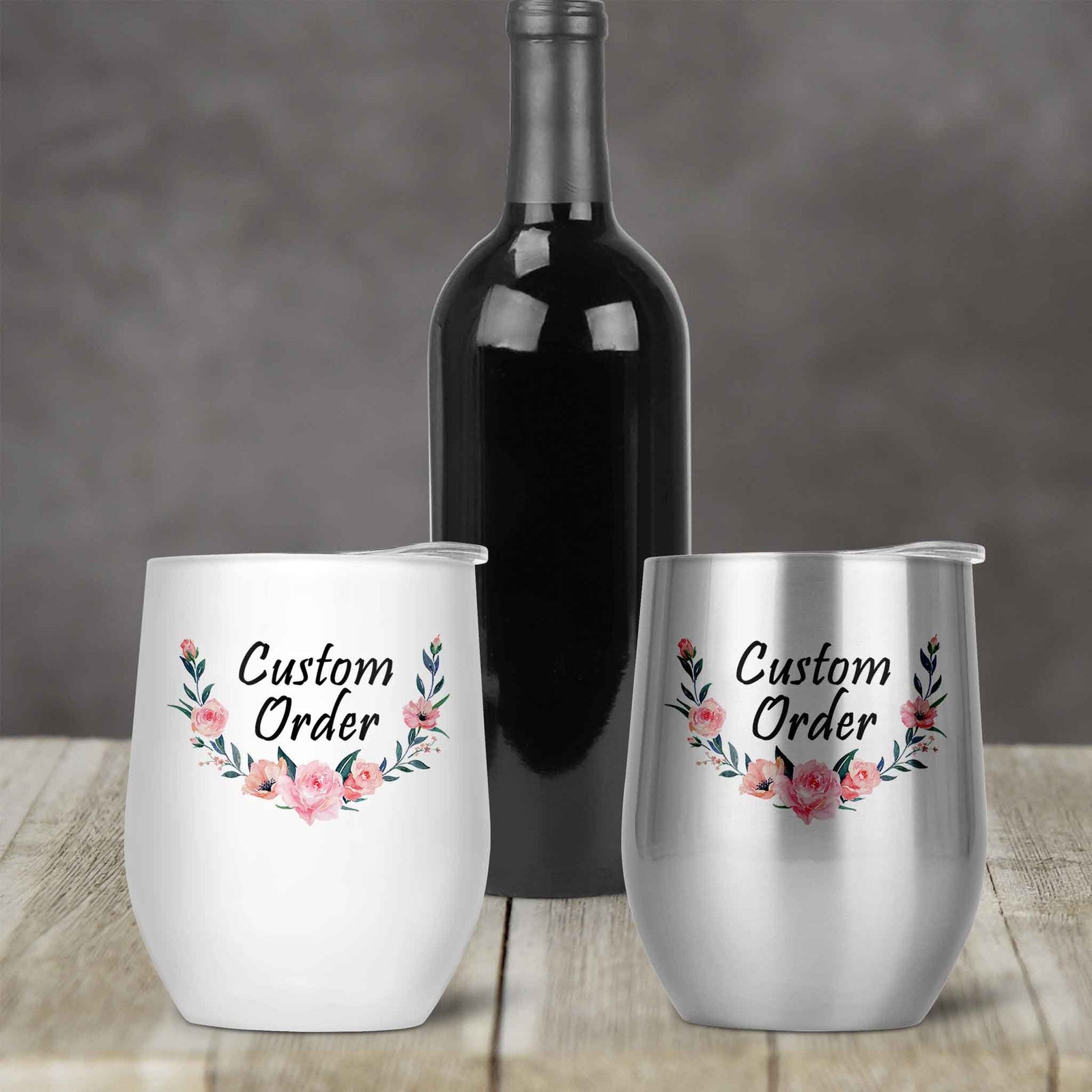 Personalized Stemless Wine Tumbler | Custom Wine Gifts | Wine Glass | Custom Order