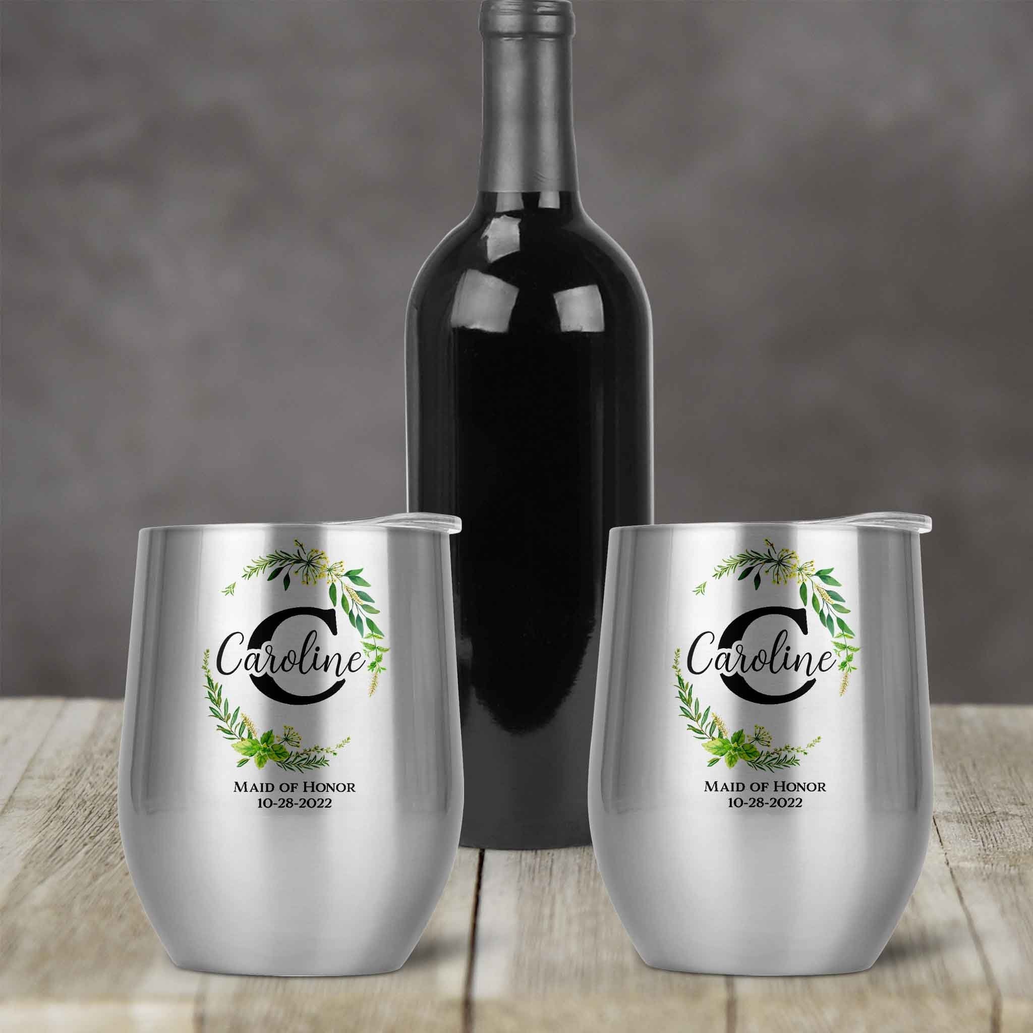 Personalized Stemless Wine Tumbler, Custom Wine Gifts