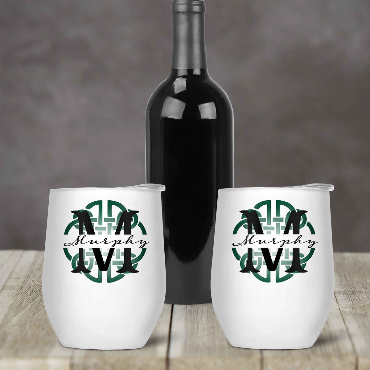 Personalized Stemless Wine Tumbler | Custom Wine Gifts | Wine Glass | Celtic Knot