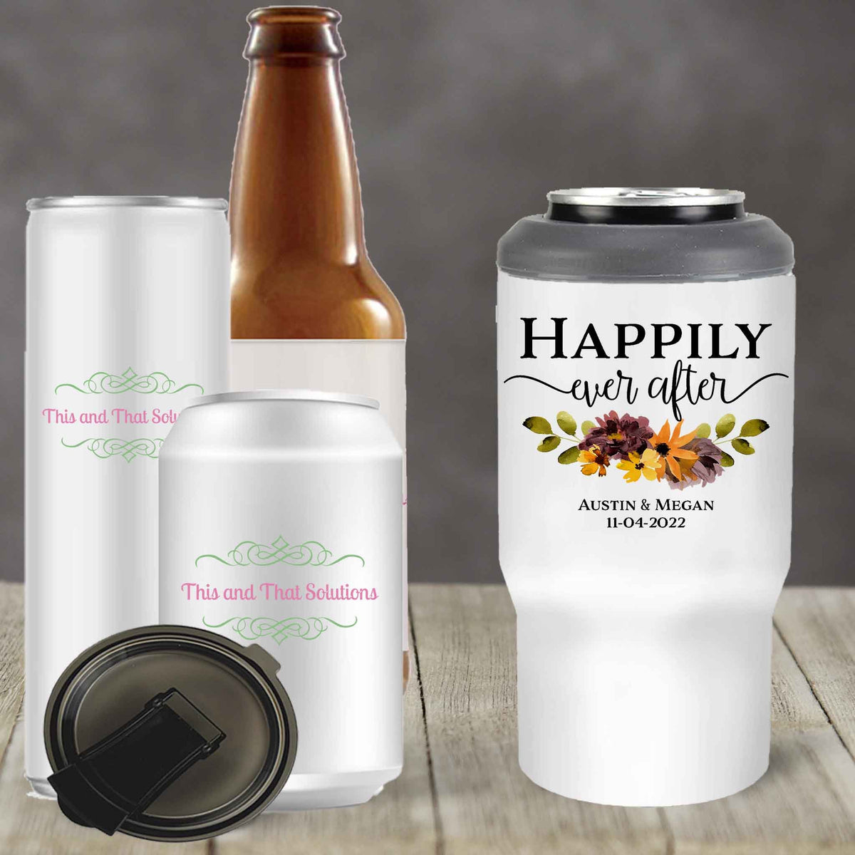 Custom Skinny Beverage Insulator | Personalized Tumbler | Happily Ever After Fall Floral