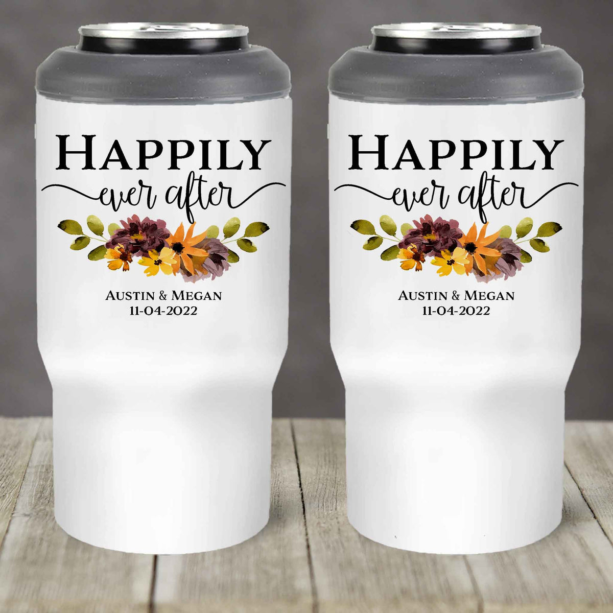 Custom Skinny Beverage Insulator | Personalized Tumbler | Happily Ever After Fall Floral