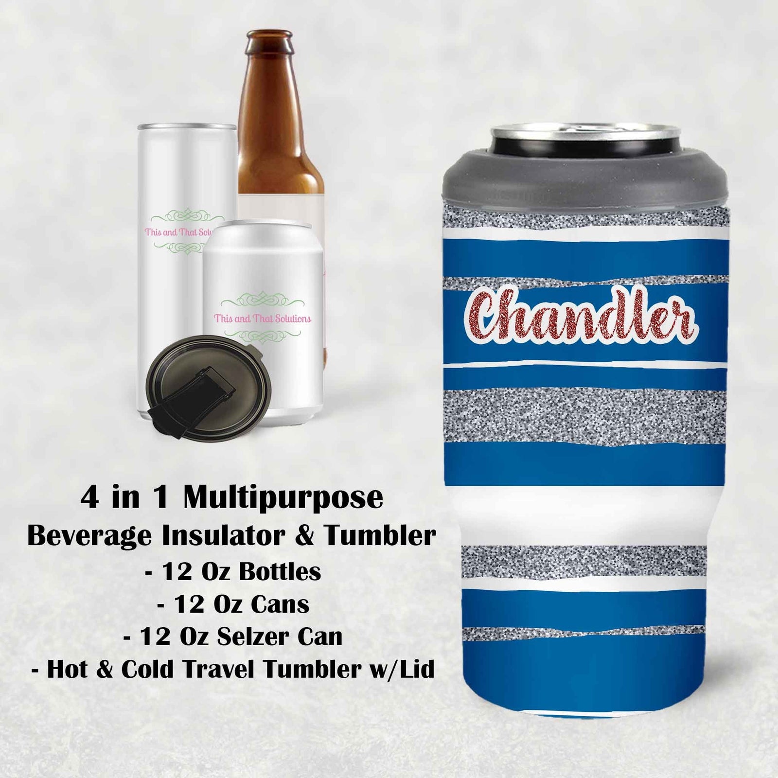 Custom Skinny Beverage Insulator | Personalized Tumbler | Ole Miss Glitter