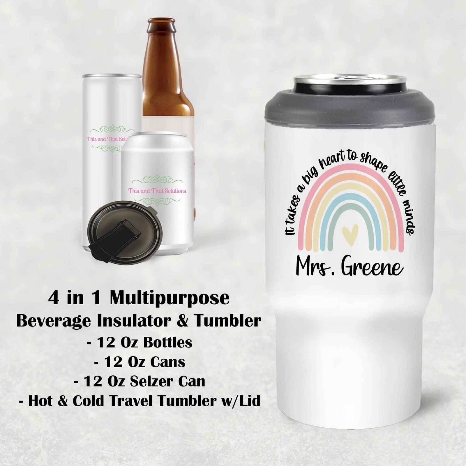 Custom Skinny Beverage Insulator | Personalized Tumbler | Teacher It takes a big heart