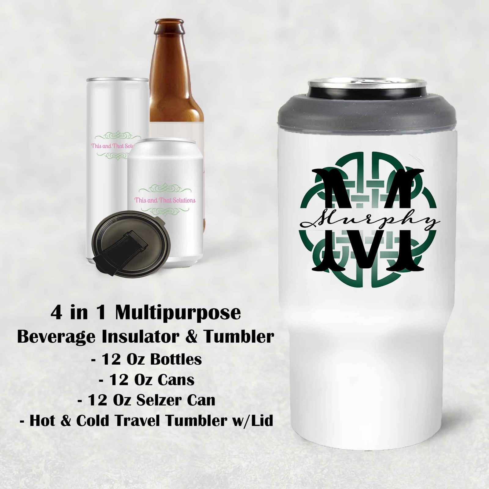 Custom Skinny Beverage Insulator | Personalized Tumbler | Celtic Knot