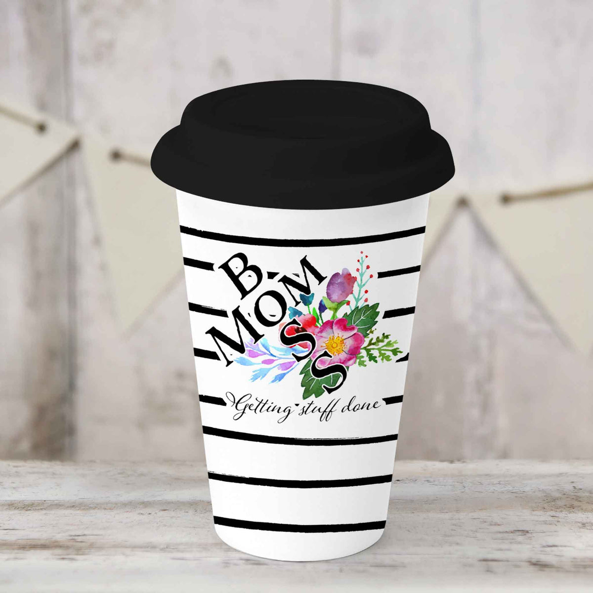 Custom Coffee Tumbler | Personalized Coffee Travel Mug | Mom Boss