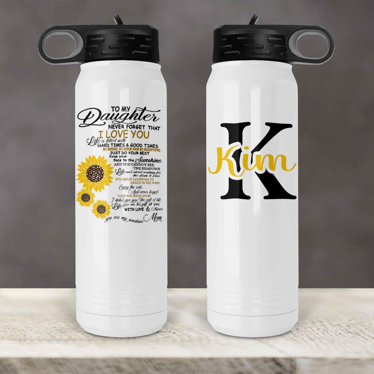 Personalized Water Bottles | Custom Stainless Steel Water Bottles | 17 oz Soda | To My Daughter