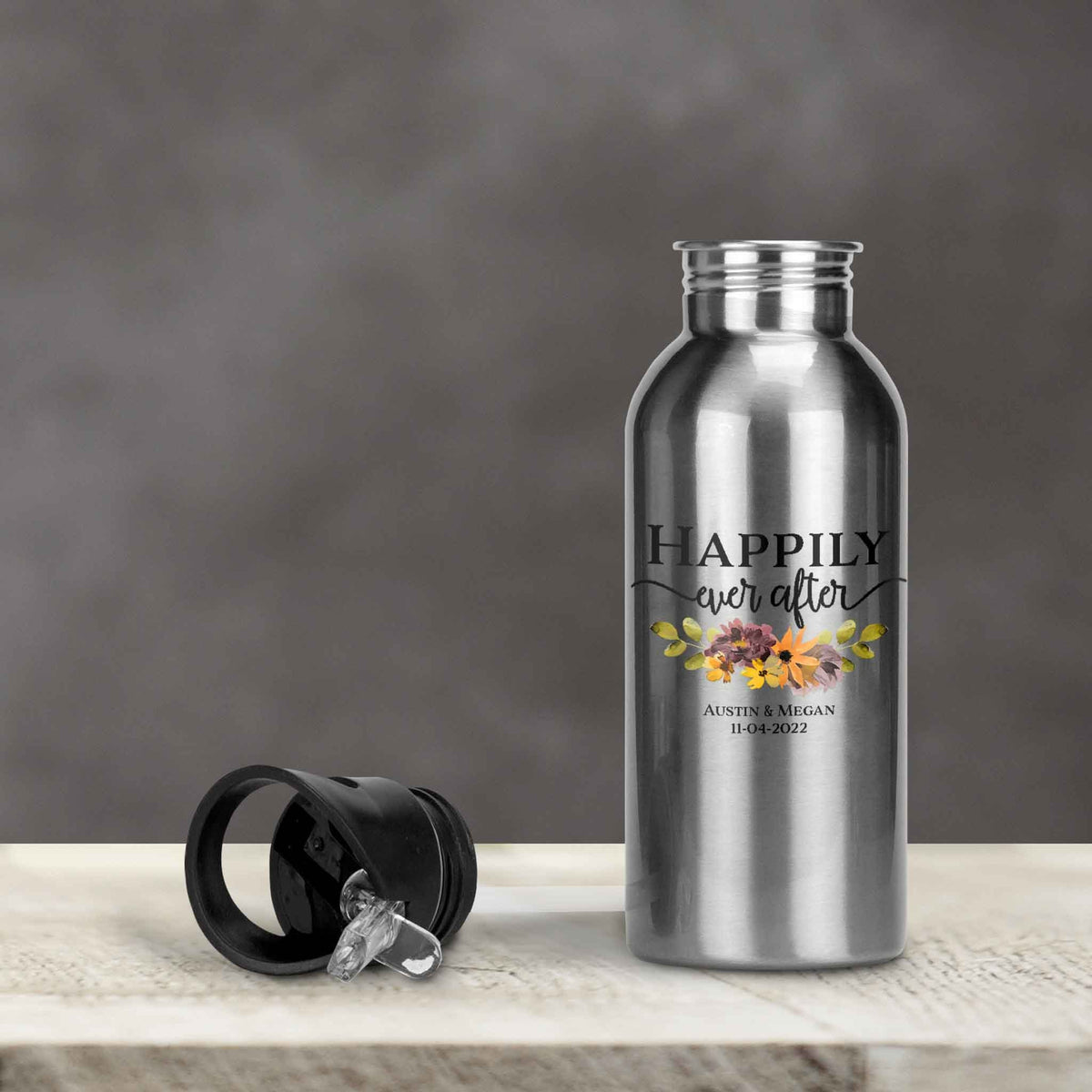 Personalized Water Bottles | Custom Stainless Steel Water Bottles | 30 oz | Happily Ever After Fall Floral