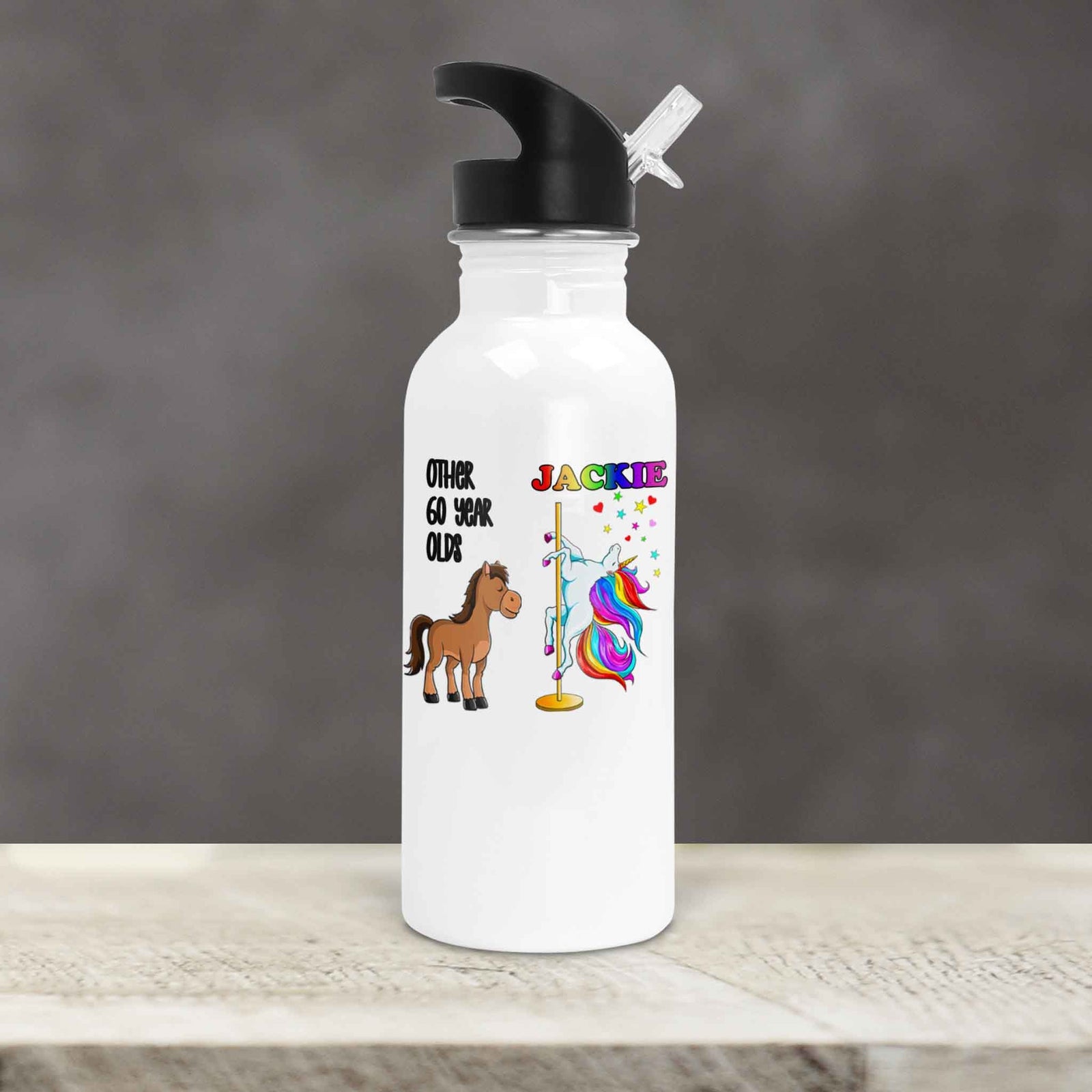 Personalized Water Bottles | Custom Stainless Steel Water Bottles | 20 oz | Unicorn Birthday Dancer