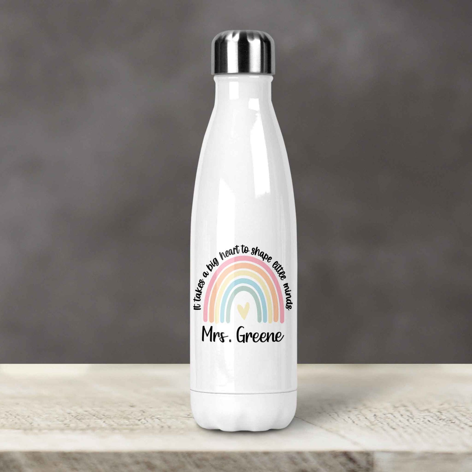 Personalized Water Bottles | Custom Stainless Steel Water Bottles | 17 oz Soda | Teacher It takes a big heart