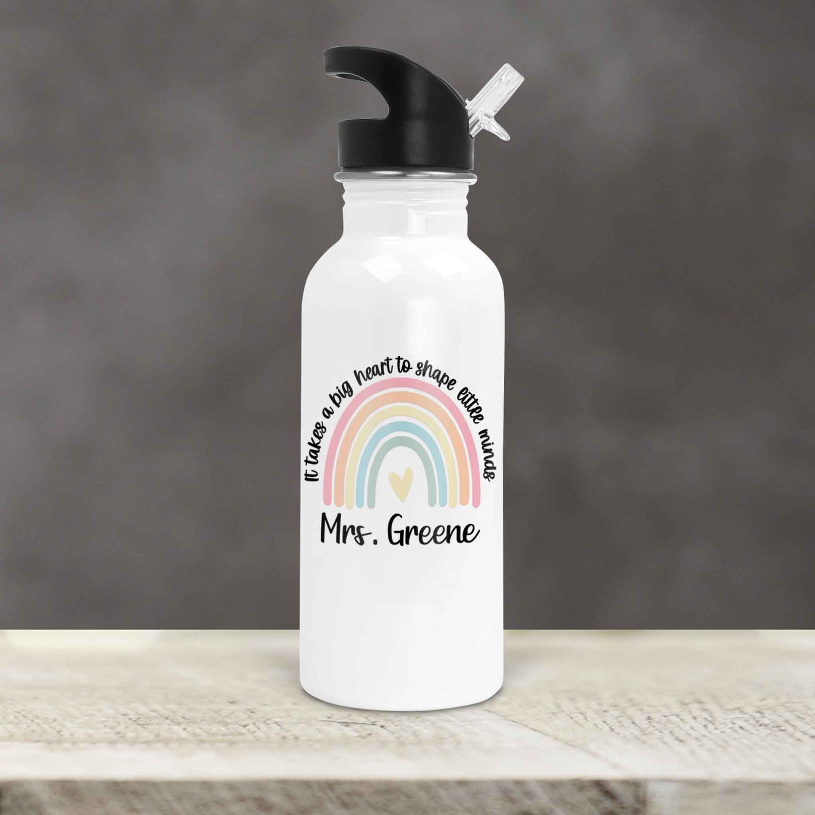 Personalized Water Bottles | Custom Stainless Steel Water Bottles | 20 oz | Teacher It takes a big heart