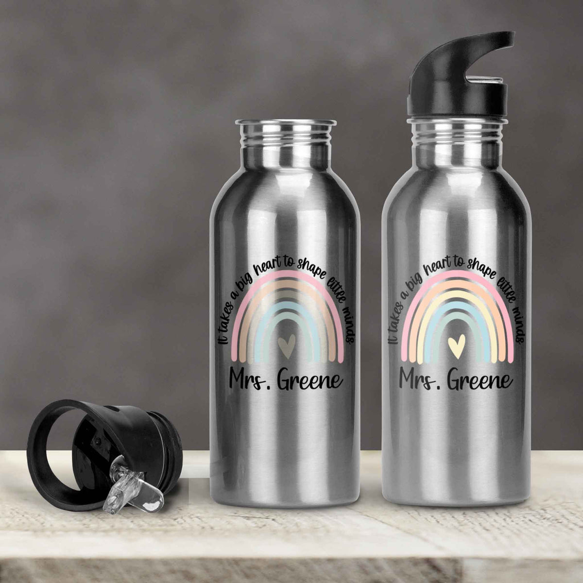 Personalized Water Bottles | Custom Stainless Steel Water Bottles | 30 oz | Teacher It takes a big heart