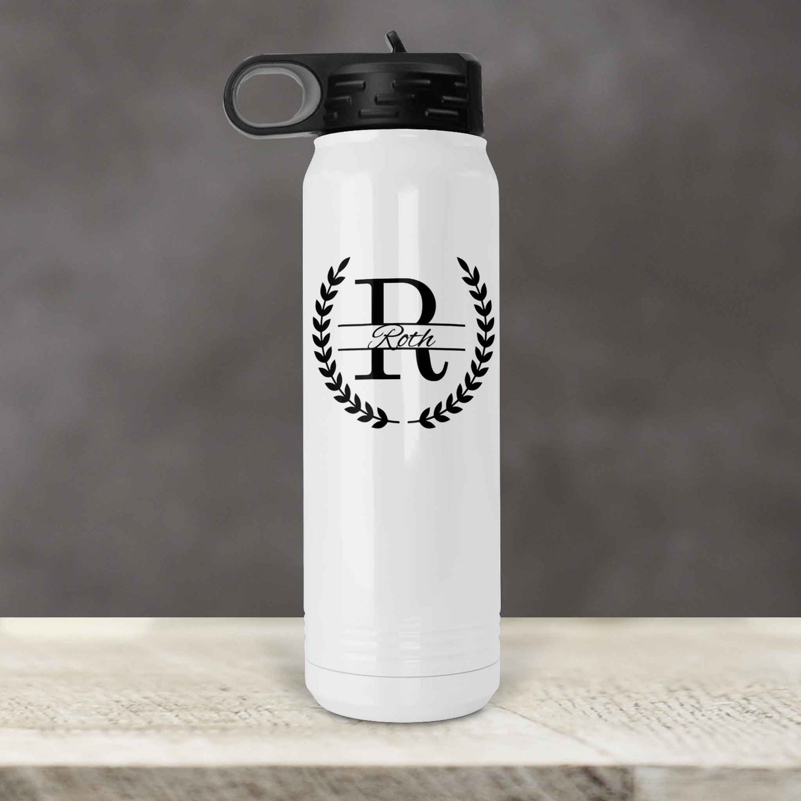 Personalized Water Bottles | Custom Stainless Steel Water Bottles | 30 oz | Laurel Wreath