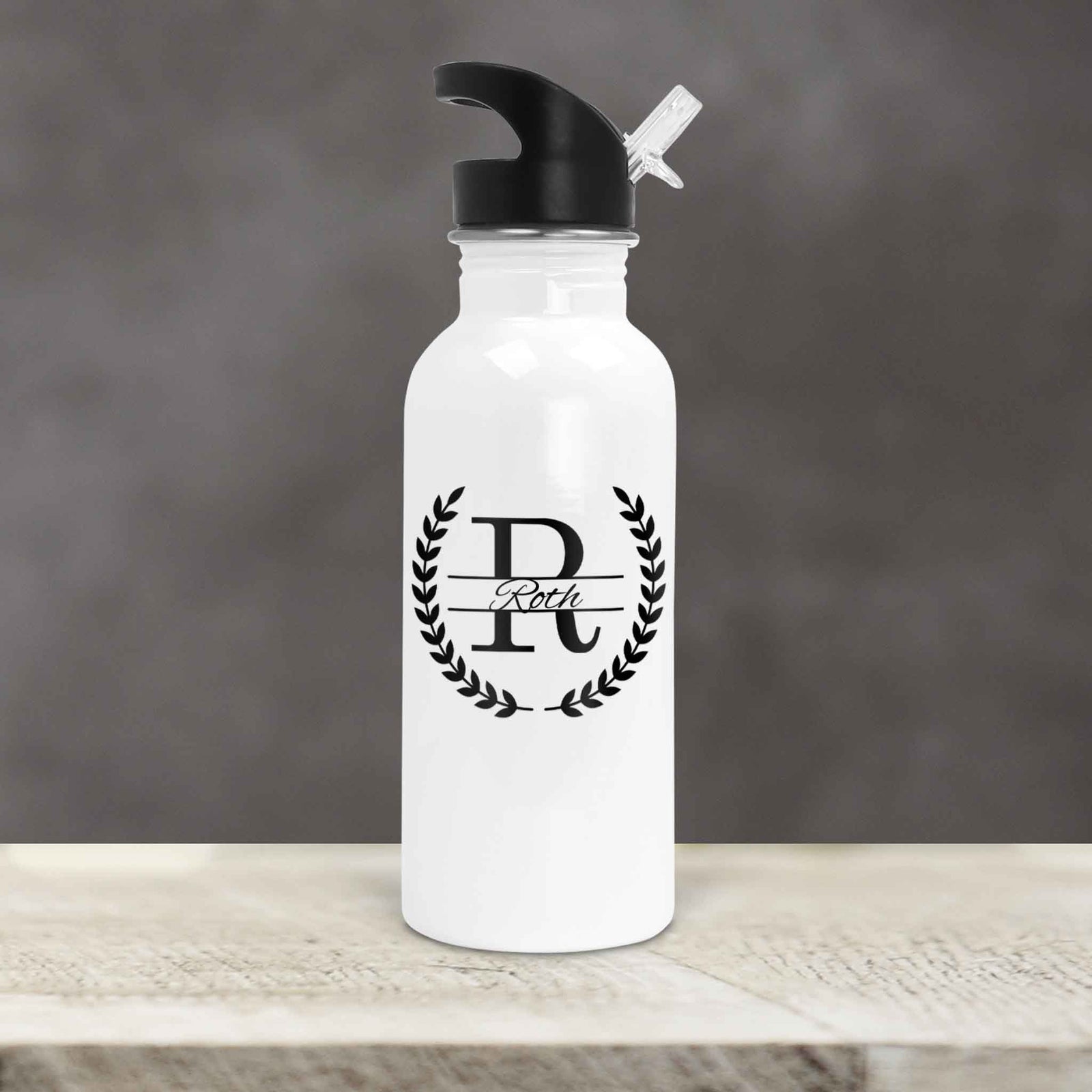 Personalized Water Bottles | Custom Stainless Steel Water Bottles | 20 oz | Laurel Wreath