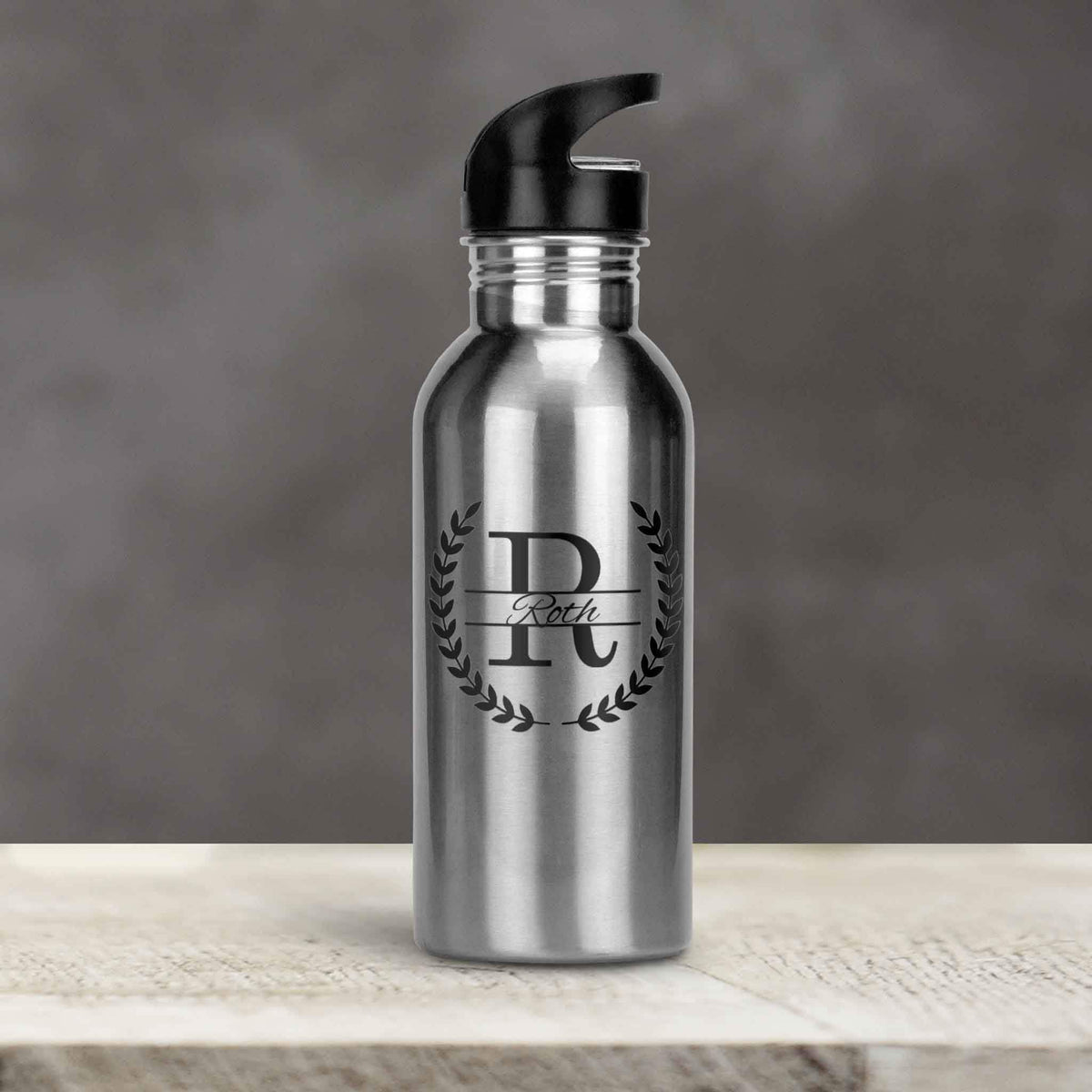 Personalized Water Bottles | Custom Stainless Steel Water Bottles | 17 oz Soda | Laurel Wreath
