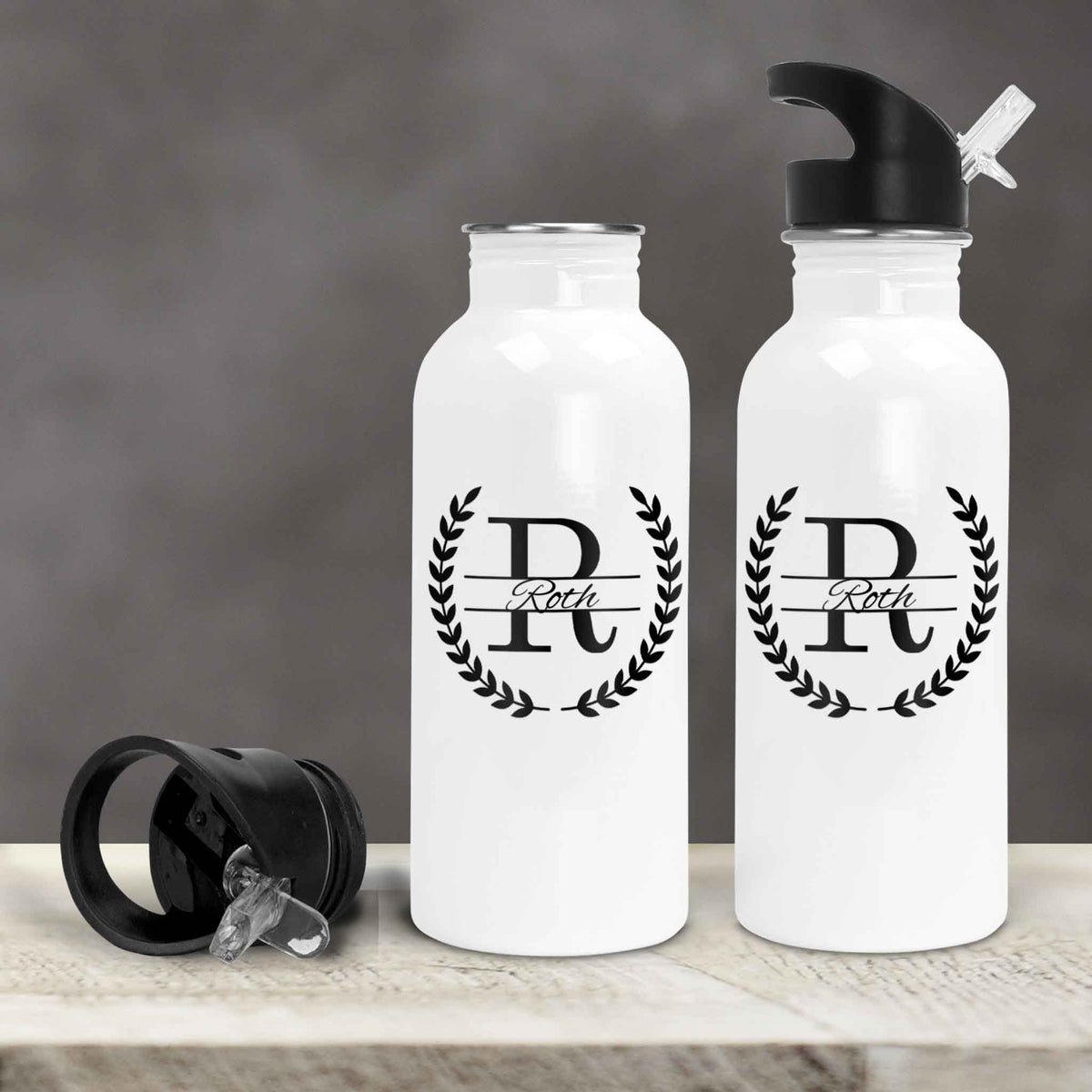 Personalized Water Bottles | Custom Stainless Steel Water Bottles | 30 oz | Laurel Wreath