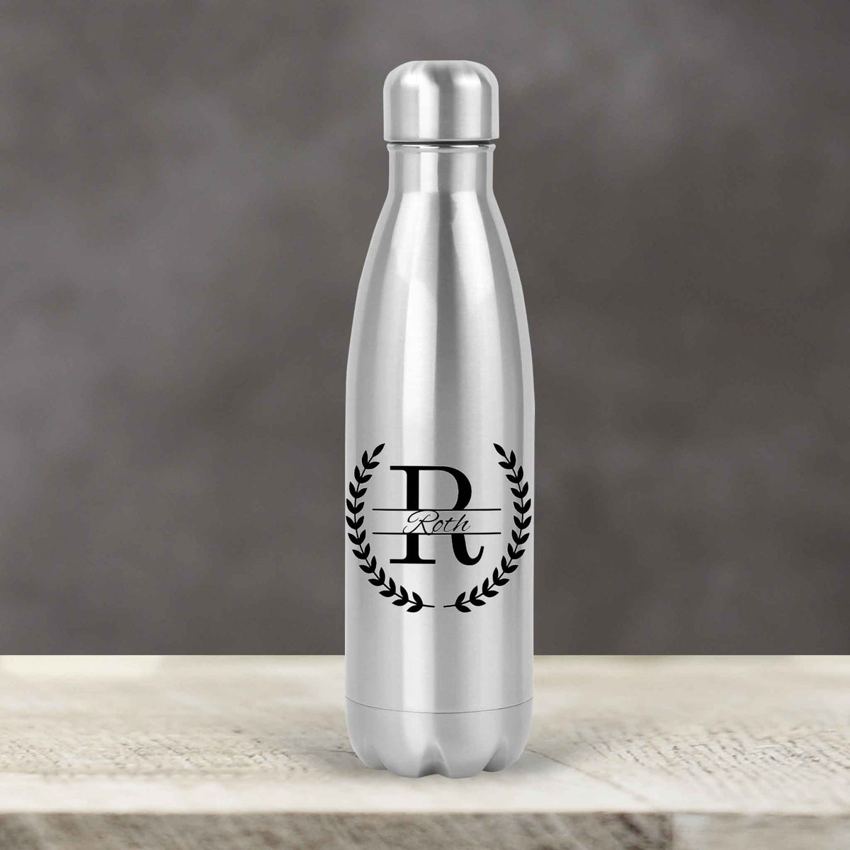 Personalized Water Bottles | Custom Stainless Steel Water Bottles | 20 oz | Laurel Wreath