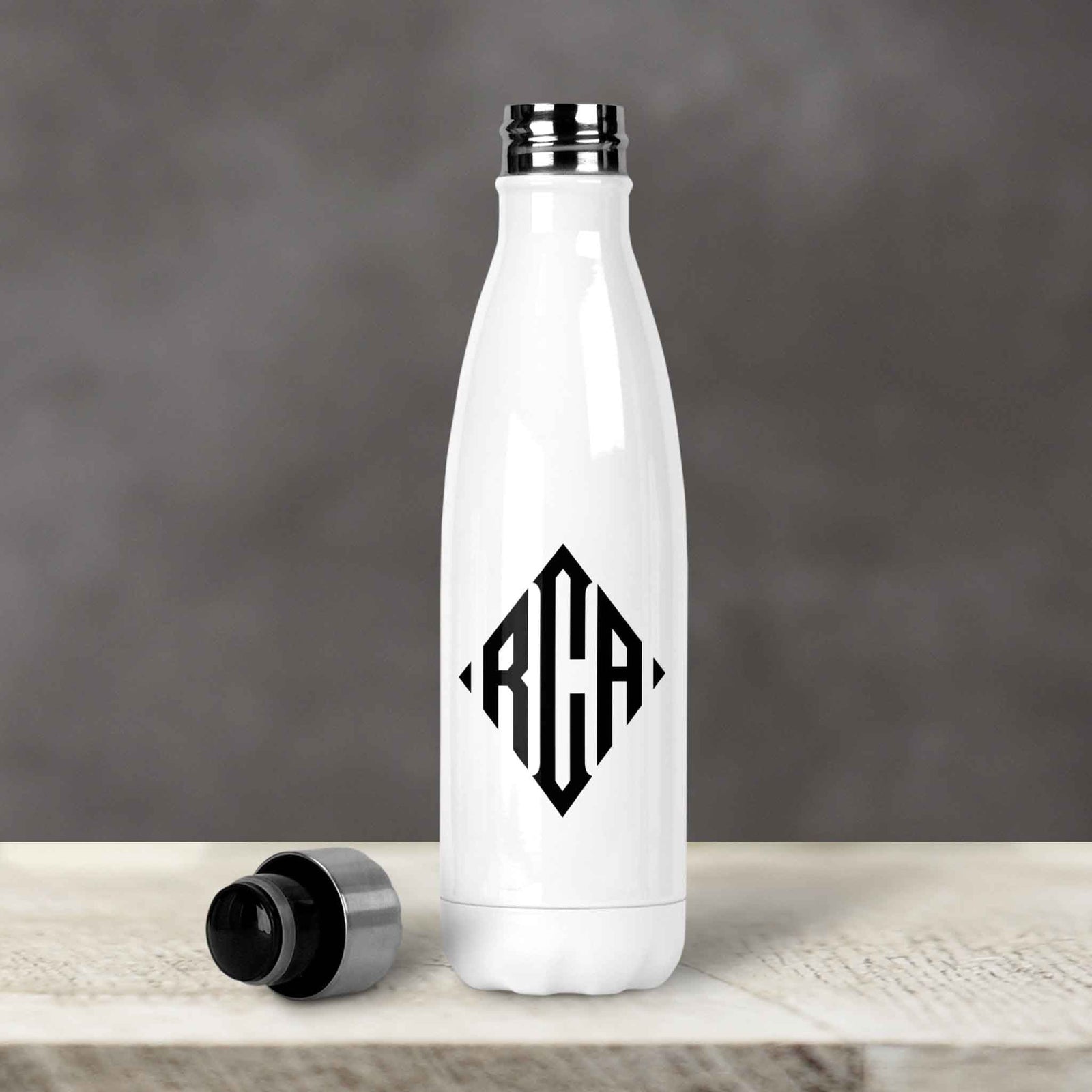 Personalized Water Bottles | Custom Stainless Steel Water Bottles | 17 oz Soda | Diamond Monogram