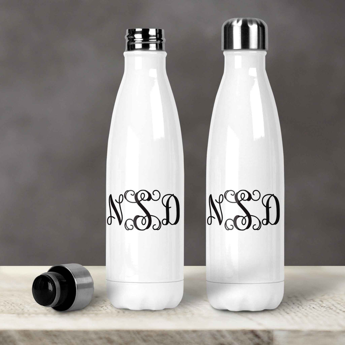 Personalized Water Bottles | Custom Stainless Steel Water Bottles | 20 oz | Vine Monogram