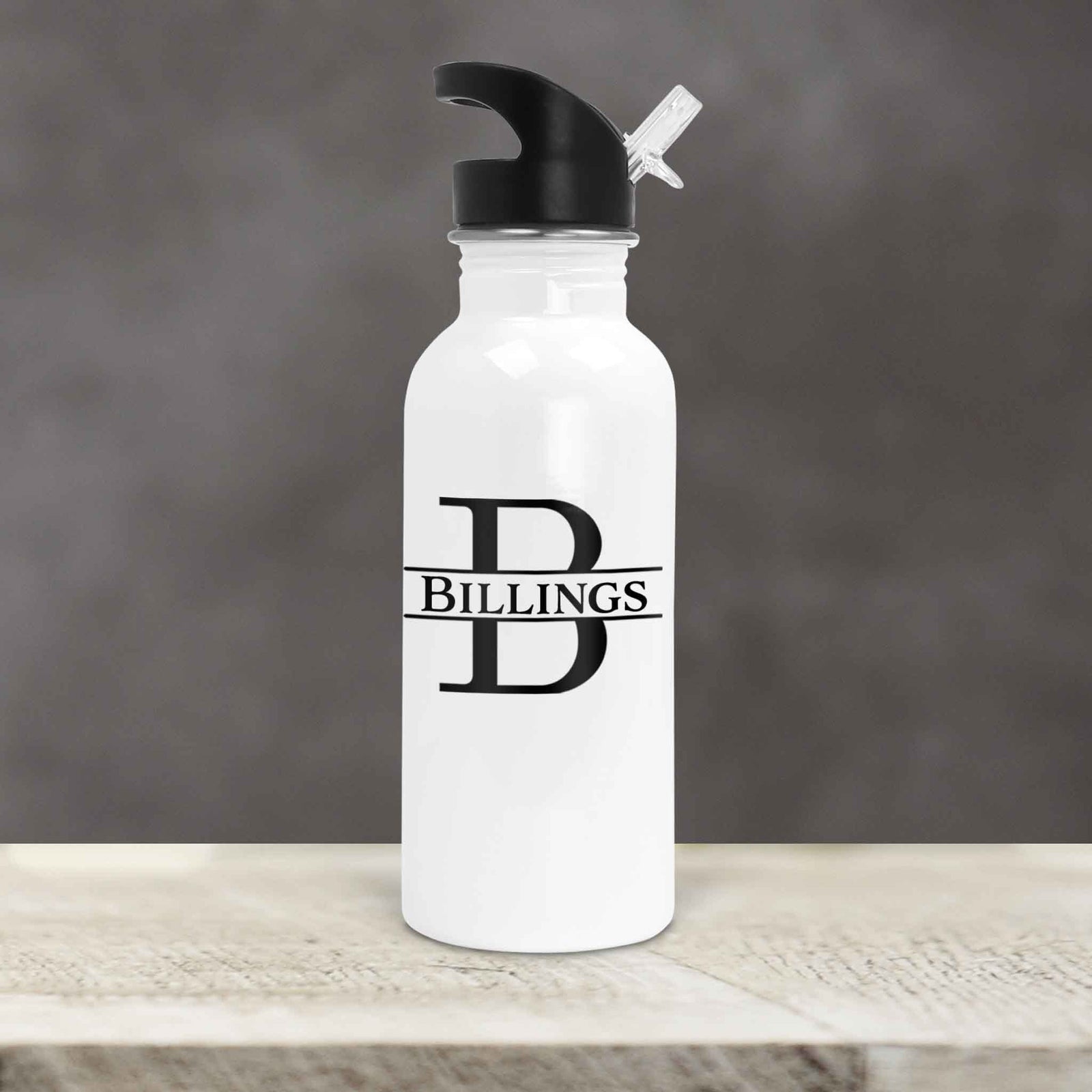 Personalized Water Bottles | Custom Stainless Steel Water Bottles | 20 oz | Split Letter Monogram