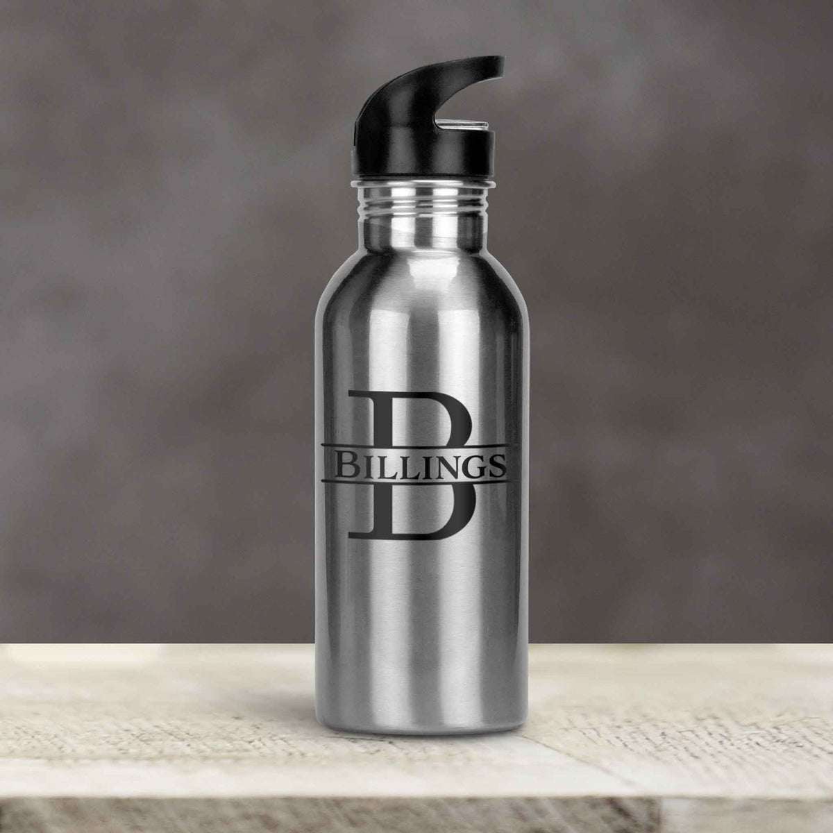 Personalized Water Bottles | Custom Stainless Steel Water Bottles | 17 oz Soda | Split Letter Monogram