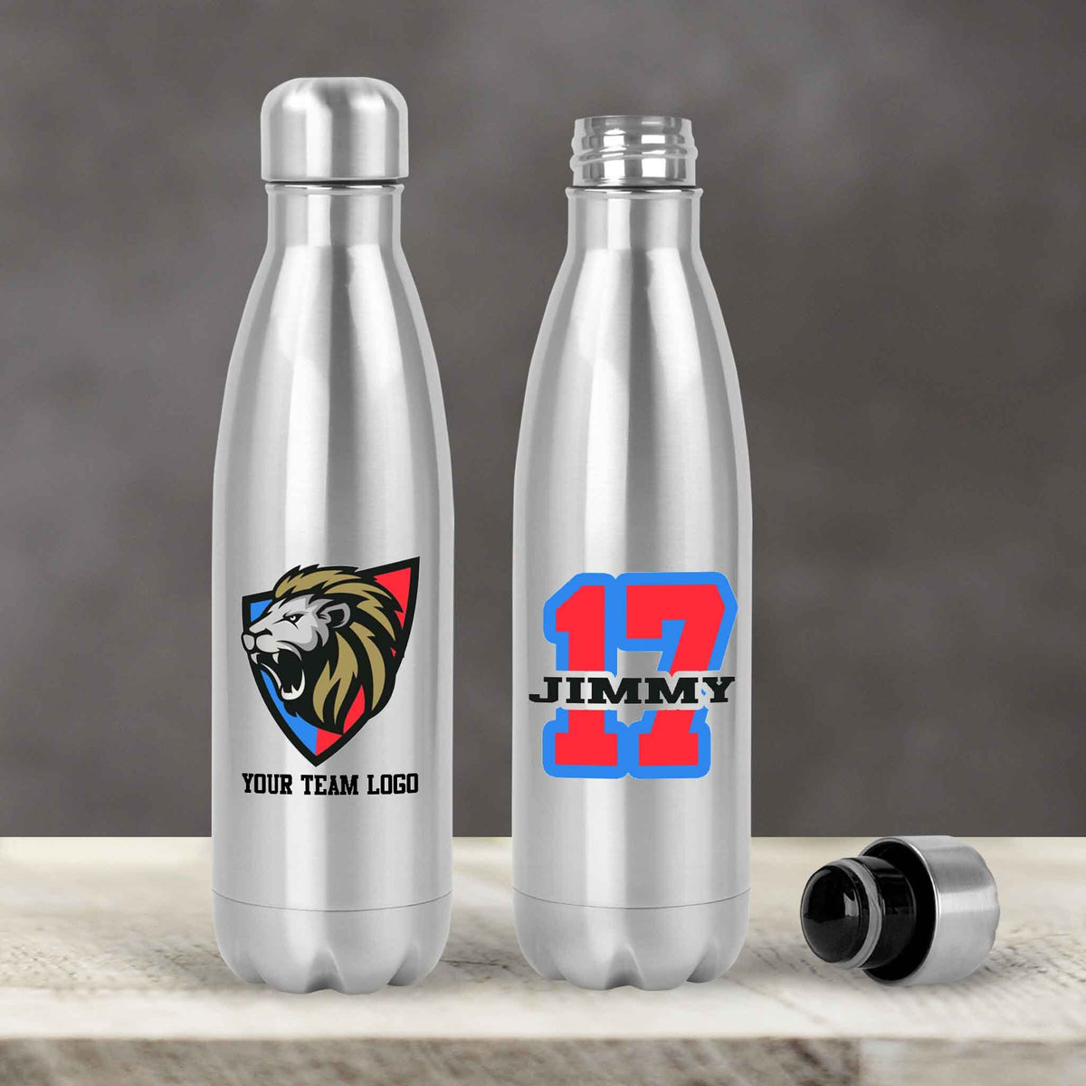 Personalized Water Bottles | Custom Stainless Steel Water Bottles | 20 oz | Custom Team Logo
