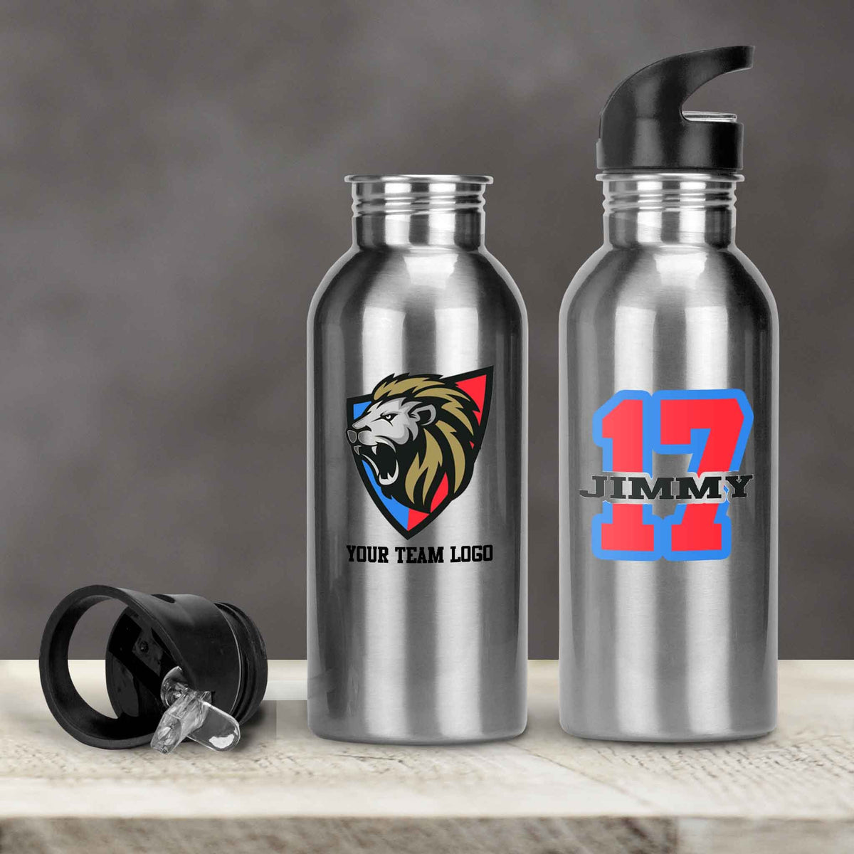 Personalized Water Bottles | Custom Stainless Steel Water Bottles | 20 oz | Custom Team Logo