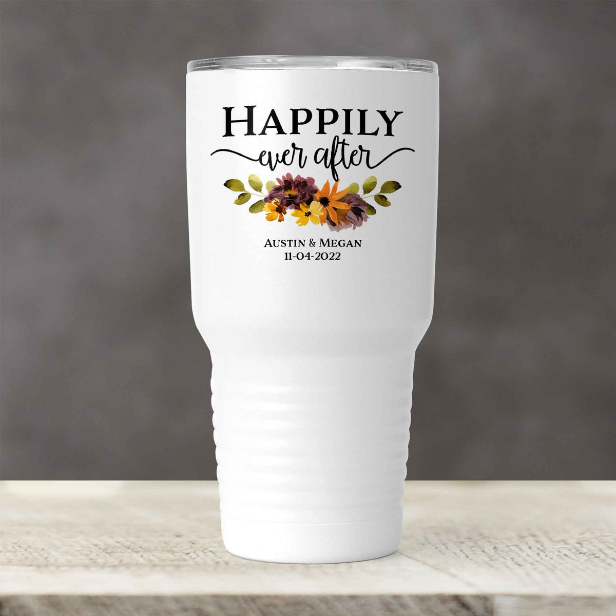 Personalized Tumbler | Custom Insulated Tumbler | Ringneck Travel Mug | Happily Ever After Fall Floral