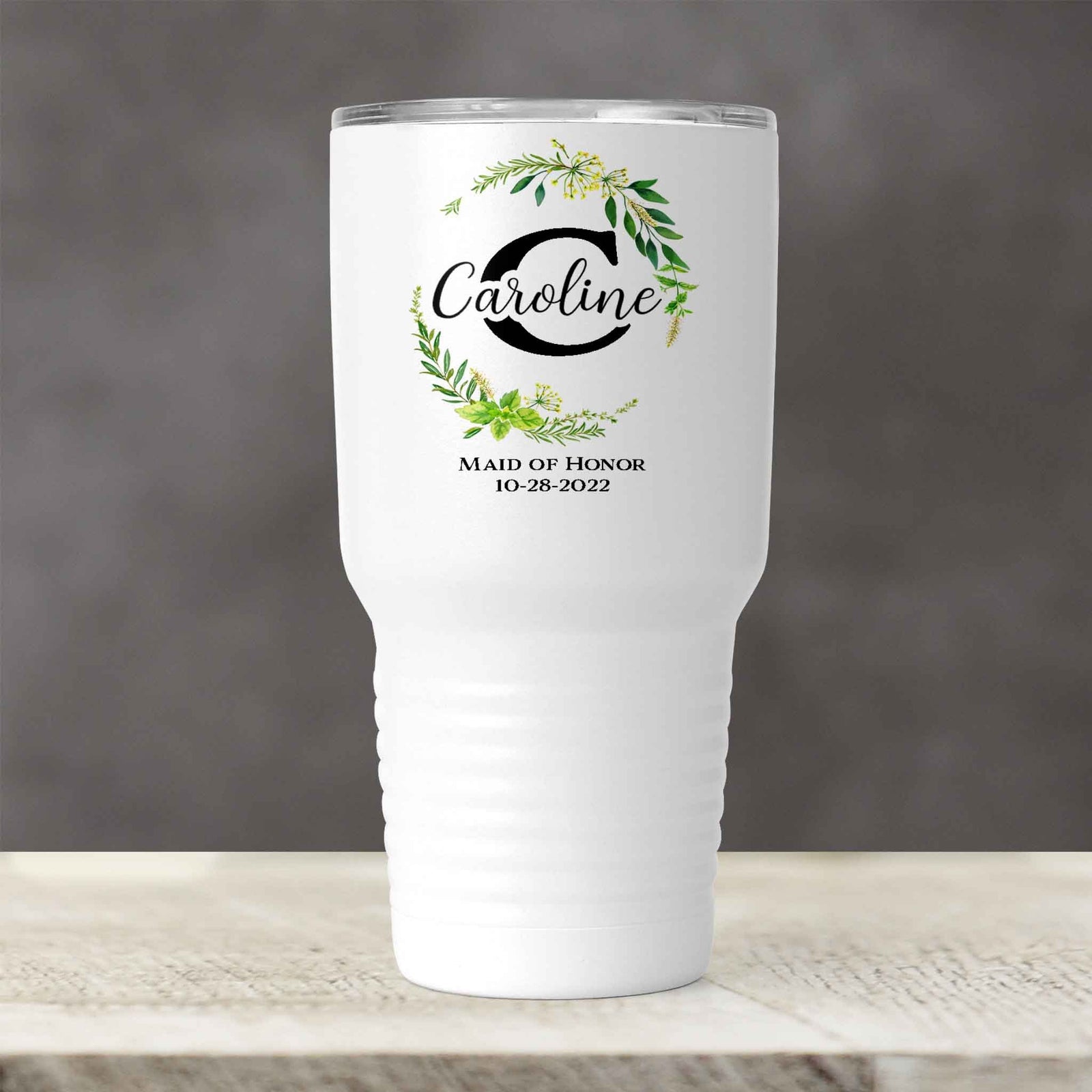 Personalized Tumbler | Custom Insulated Tumbler | Ringneck Travel Mug | Green Leaf Monogram