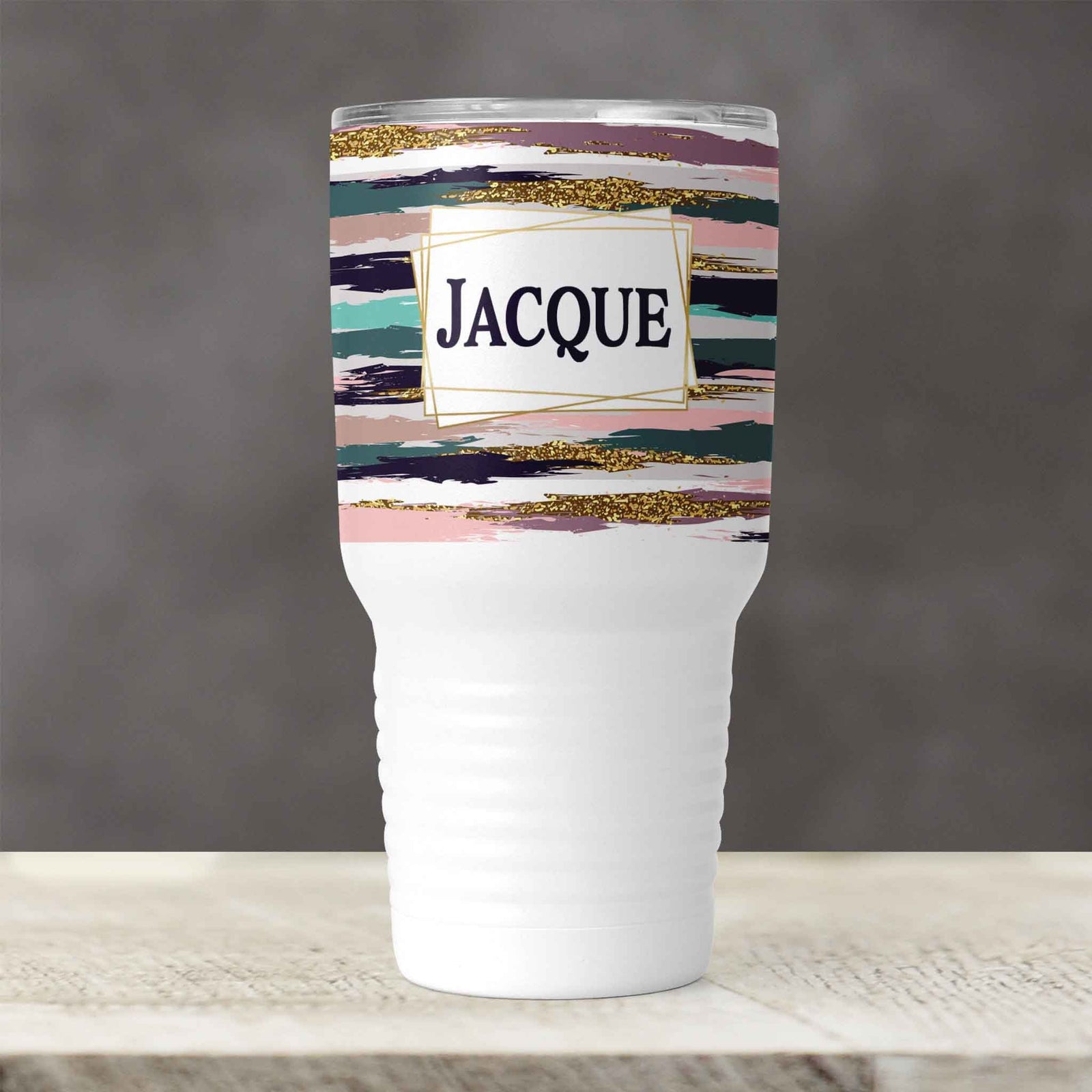 Personalized Tumbler | Custom Insulated Tumbler | Ringneck Travel Mug | Blue and Pink Brushstroke