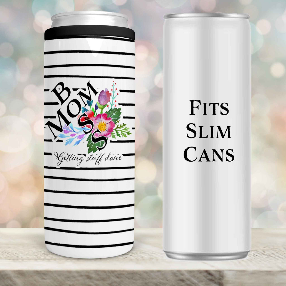 Personalized Skinny Beverage Insulator | Custom Skinny Can Cooler | Mom Boss