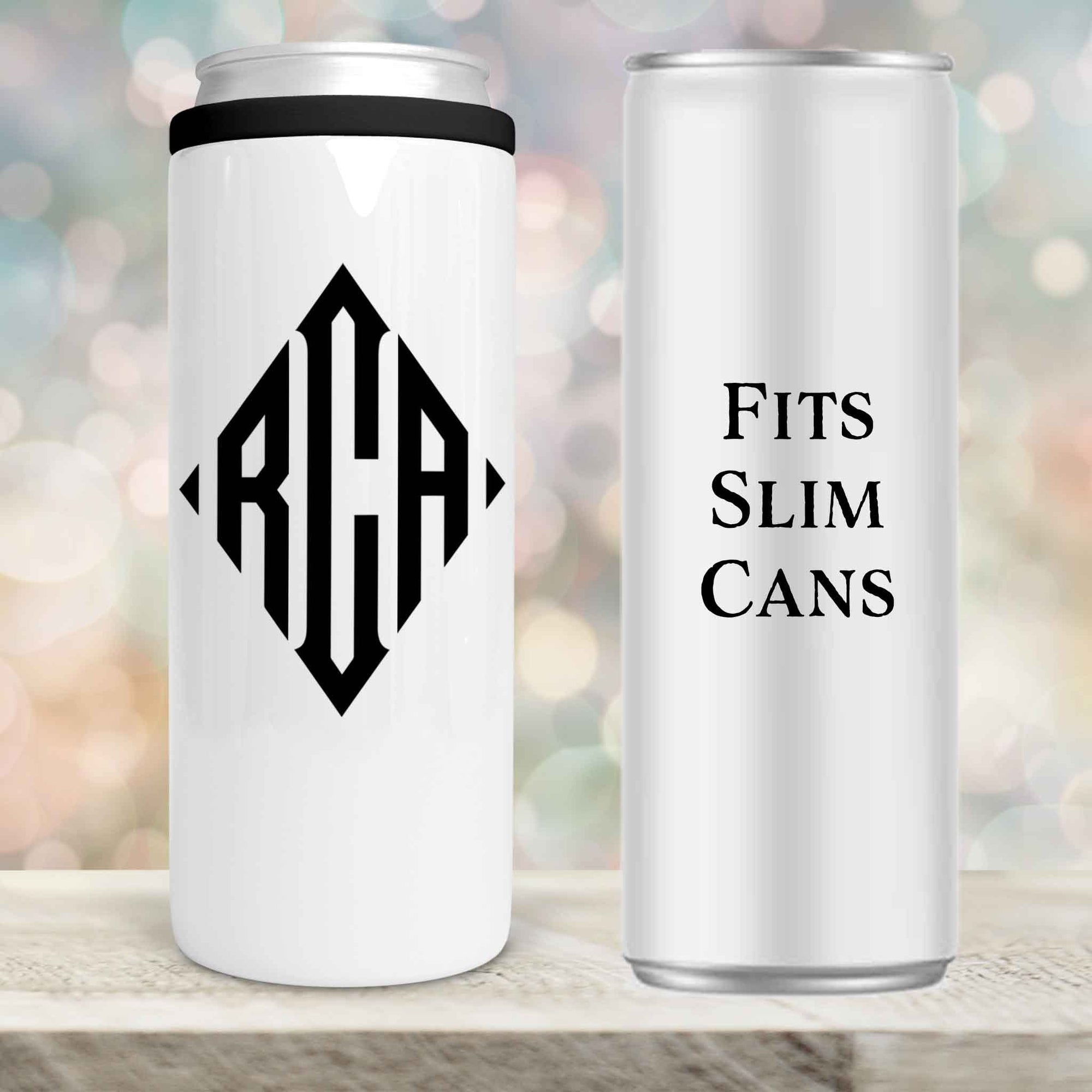 Personalized Skinny Beverage Insulator | Custom Skinny Can Cooler | Diamond Monogram